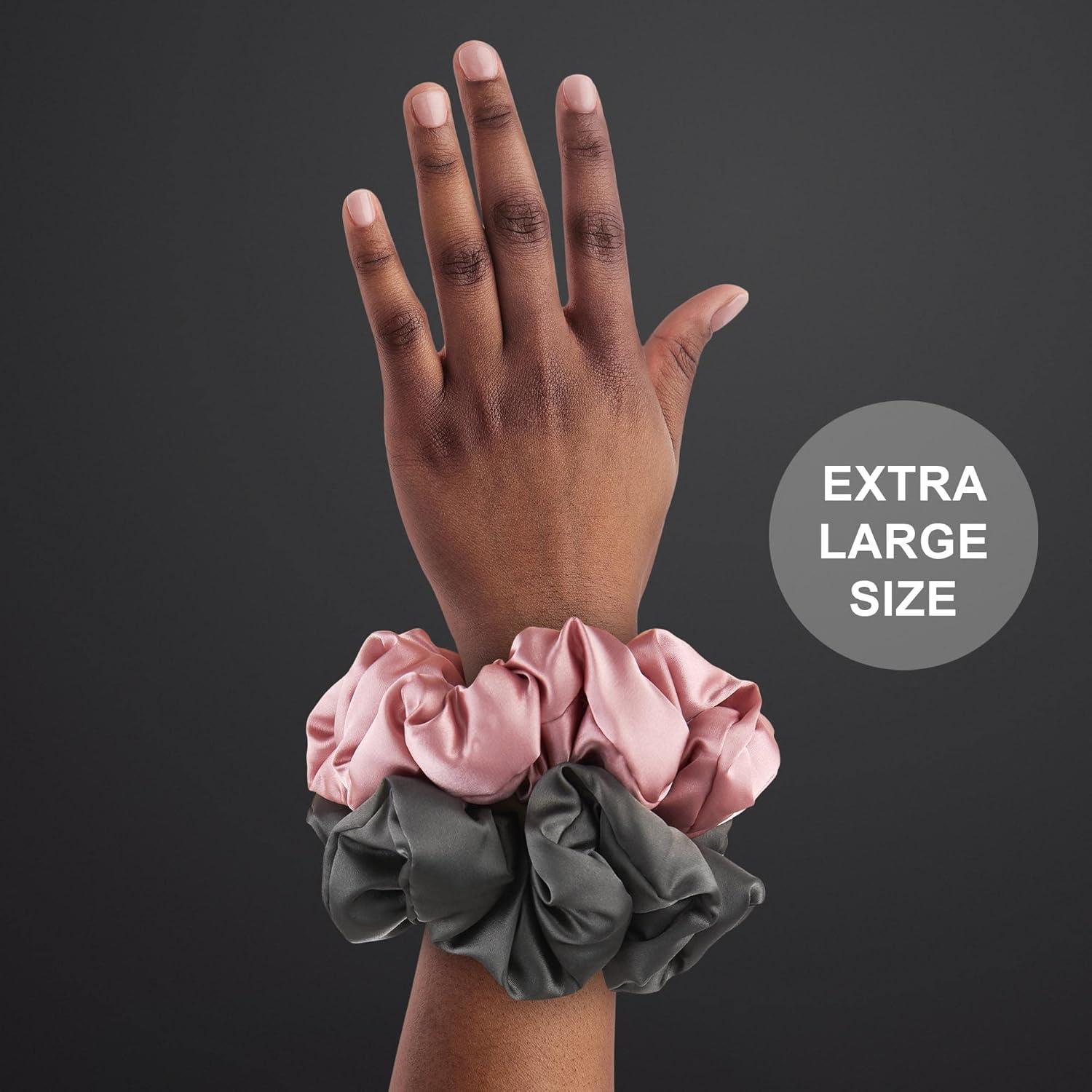 image:image2pc Scrunchies for Women Gray amp Pink Scrunchie Value Pack Soft Hair Scrunchies For Womens Hair