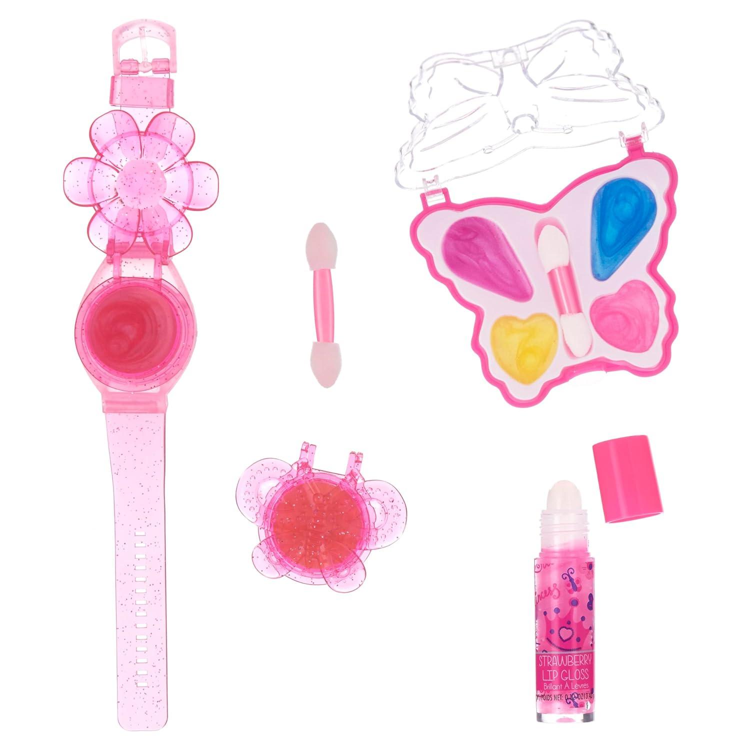 image:image4pc Cosmetic Kit wLip Gloss Watch Butterfly Lip Gloss amp Eyeshadow Palette Collection Kids Makeup Kit for Girls Washable Non Toxic