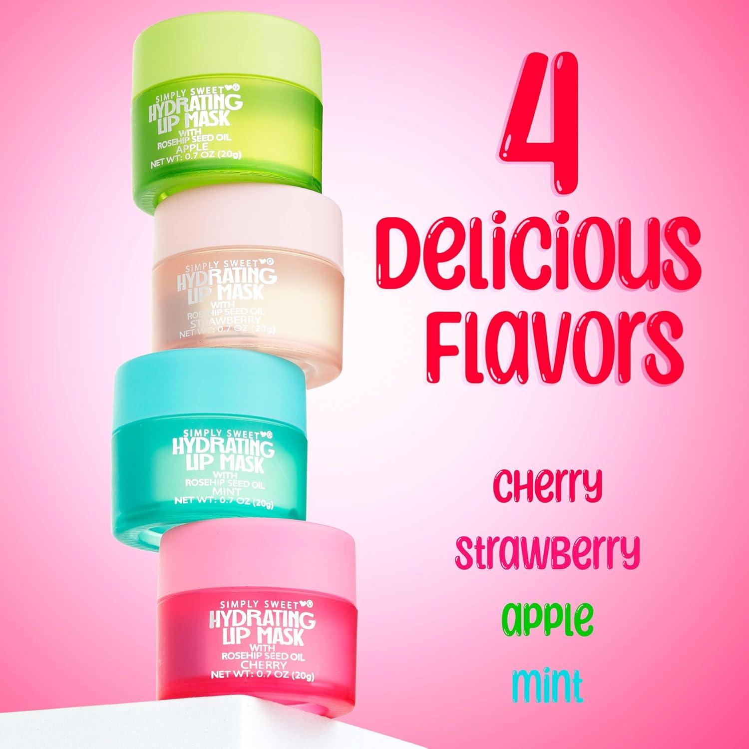 image:image4pc Lip Mask Collection Hydrating Lip Masks wRosehip Seed Oil Flavored Lip Care Set for Soft Smooth Lips
