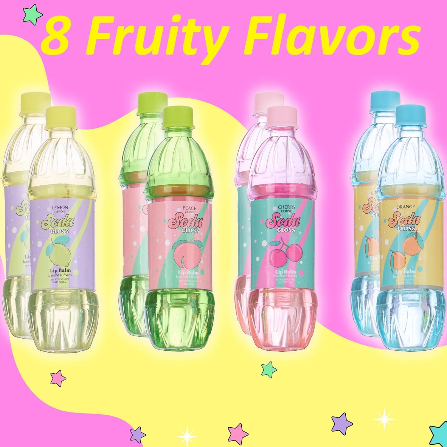 image:image8pc Pop Gloss Novelty Soda Fruity Flavored Lip Balm Set Vending Machine Soda Lip Balm Collection Safe and NonToxic Lip Gloss Gift Set For Girls