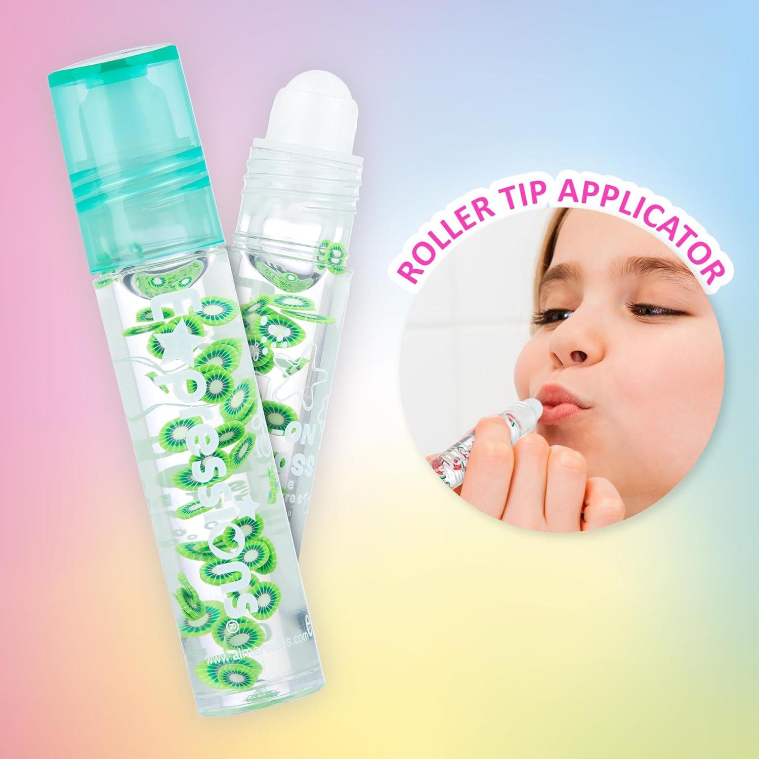 image:imageEXPRESSIONS 10pc Roll On Lip Gloss Set with Carrying Case 10Pack Glossy Lip Makeup Assorted Fruity Flavors Non Toxic Kid Friendly Party Gift Best Friends