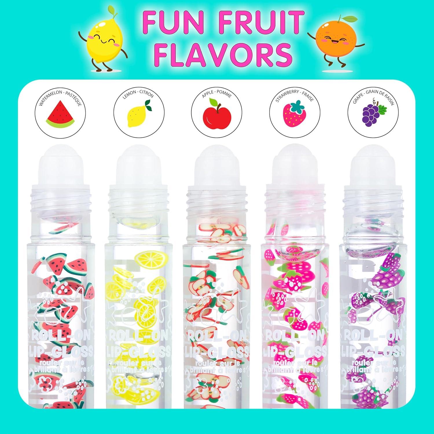 image:imageEXPRESSIONS 10pc Roll On Lip Gloss Set with Carrying Case 10Pack Glossy Lip Makeup Assorted Fruity Flavors Non Toxic Kid Friendly Party Gift Best Friends