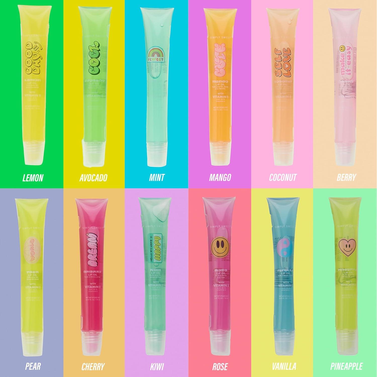 image:imageEXPRESSIONS 12pc Lip Oil Set Hydrating Lip Care with Vitamin E Fruit Flavored Lip Gloss For Girls Safe and NonToxic Lip Gloss Gift Set For Girls