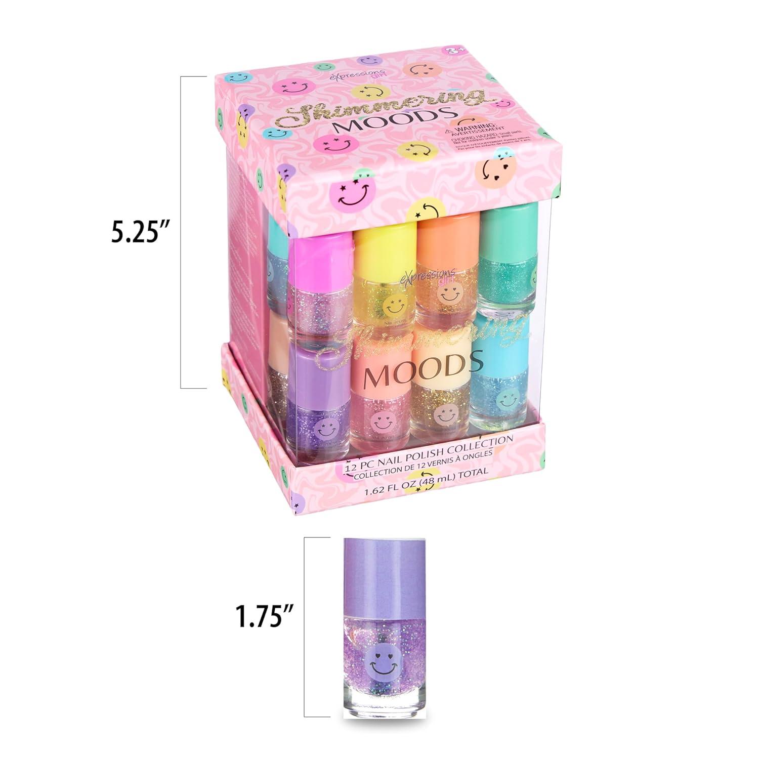 image:imageEXPRESSIONS 12pc Nail Polish Cube Shimmering Nail Polish Colors for Every Mood Cute Manicure Kit amp Pedicure Kit For Girls Kids