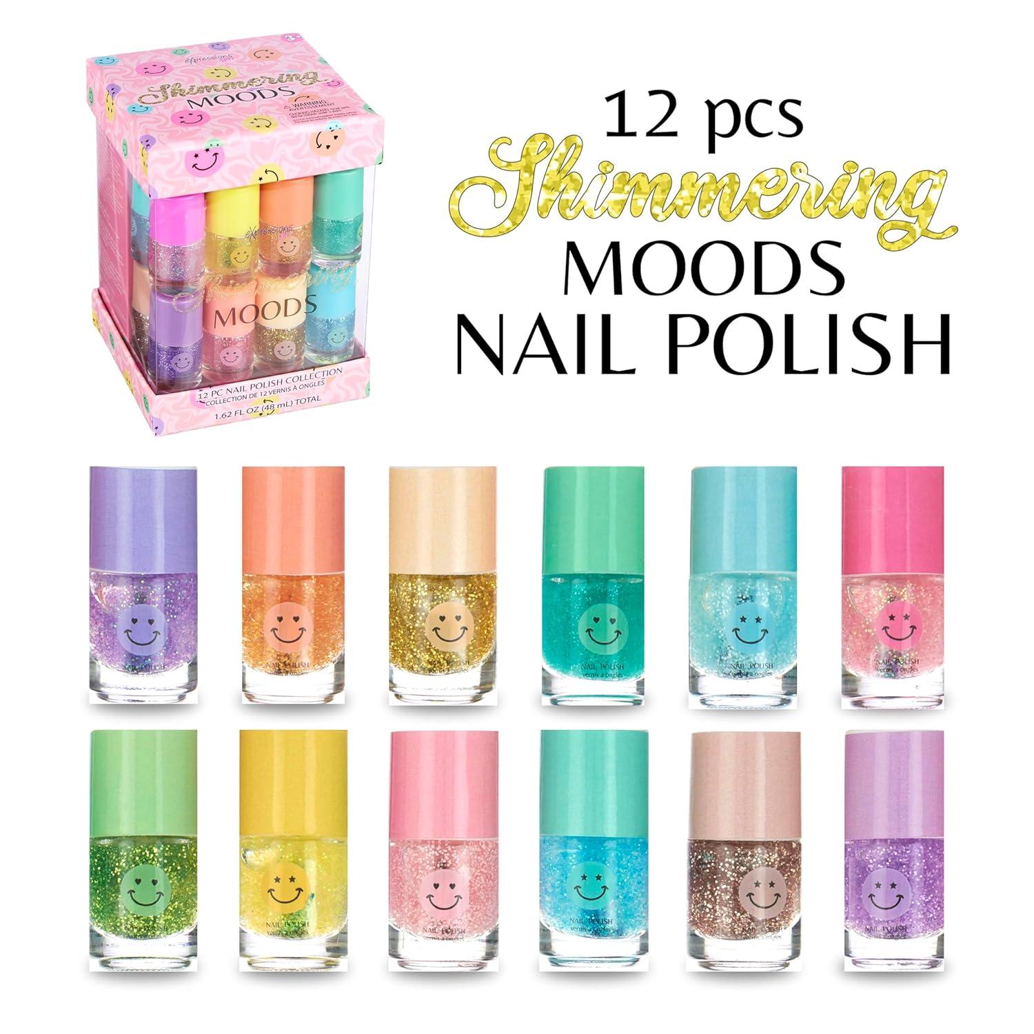 image:imageEXPRESSIONS 12pc Nail Polish Cube Shimmering Nail Polish Colors for Every Mood Cute Manicure Kit amp Pedicure Kit For Girls Kids