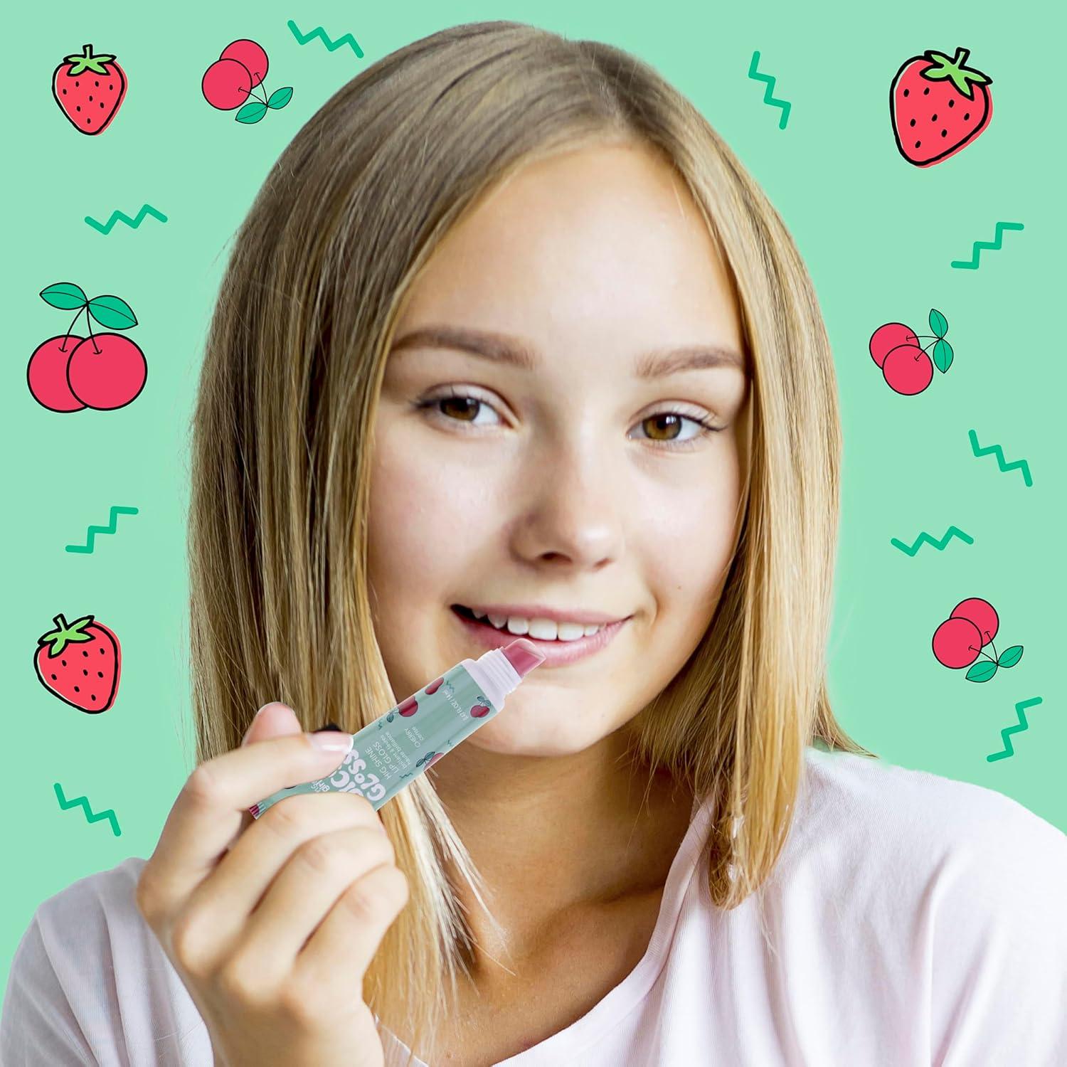 image:imageEXPRESSIONS 2pc Juicy Gloss Set High Shine Fruit Flavored Lip Gloss For Girls Safe and NonToxic Lip Gloss Gift Set For Girls Strawberry amp Cherry