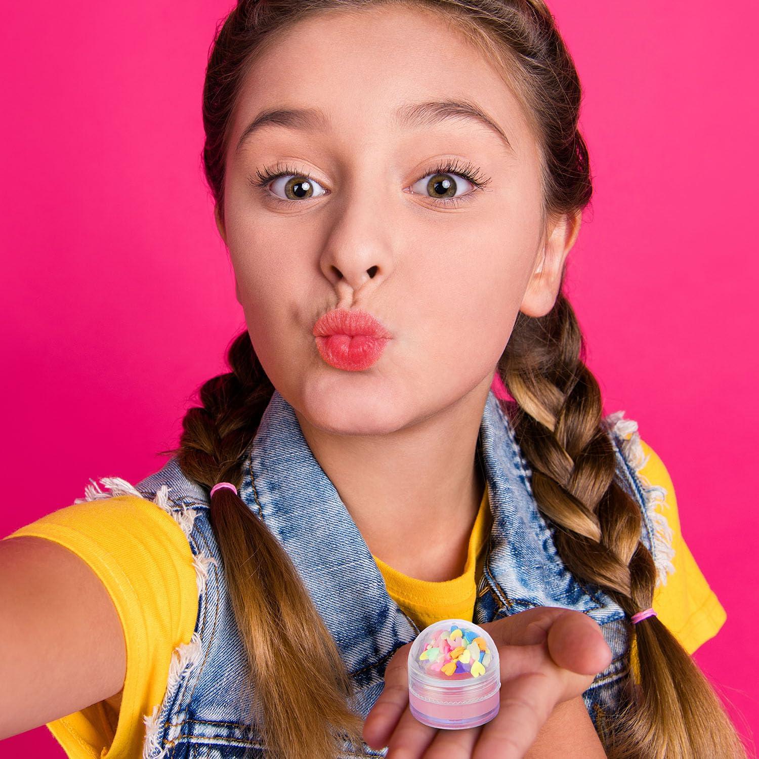image:imageEXPRESSIONS 4pc Lip Gloss with Confetti Top Berry Sweet Fruity Flavored Lip Gloss For Girls Safe and NonToxic Confetti Lip Gloss Gift Set For Girls