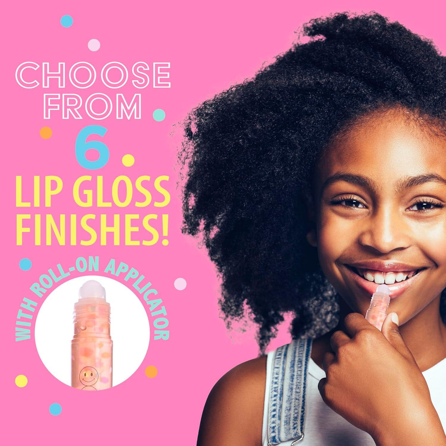 image:imageEXPRESSIONS 6pc Lip Gloss Set High Shine Confetti Lip Gloss Tubes wRollerball Applicator Tips Hydrating Roll On Lip Gloss Safe and NonToxic Lip Gloss Gift Set For Girls KEEP SMILING