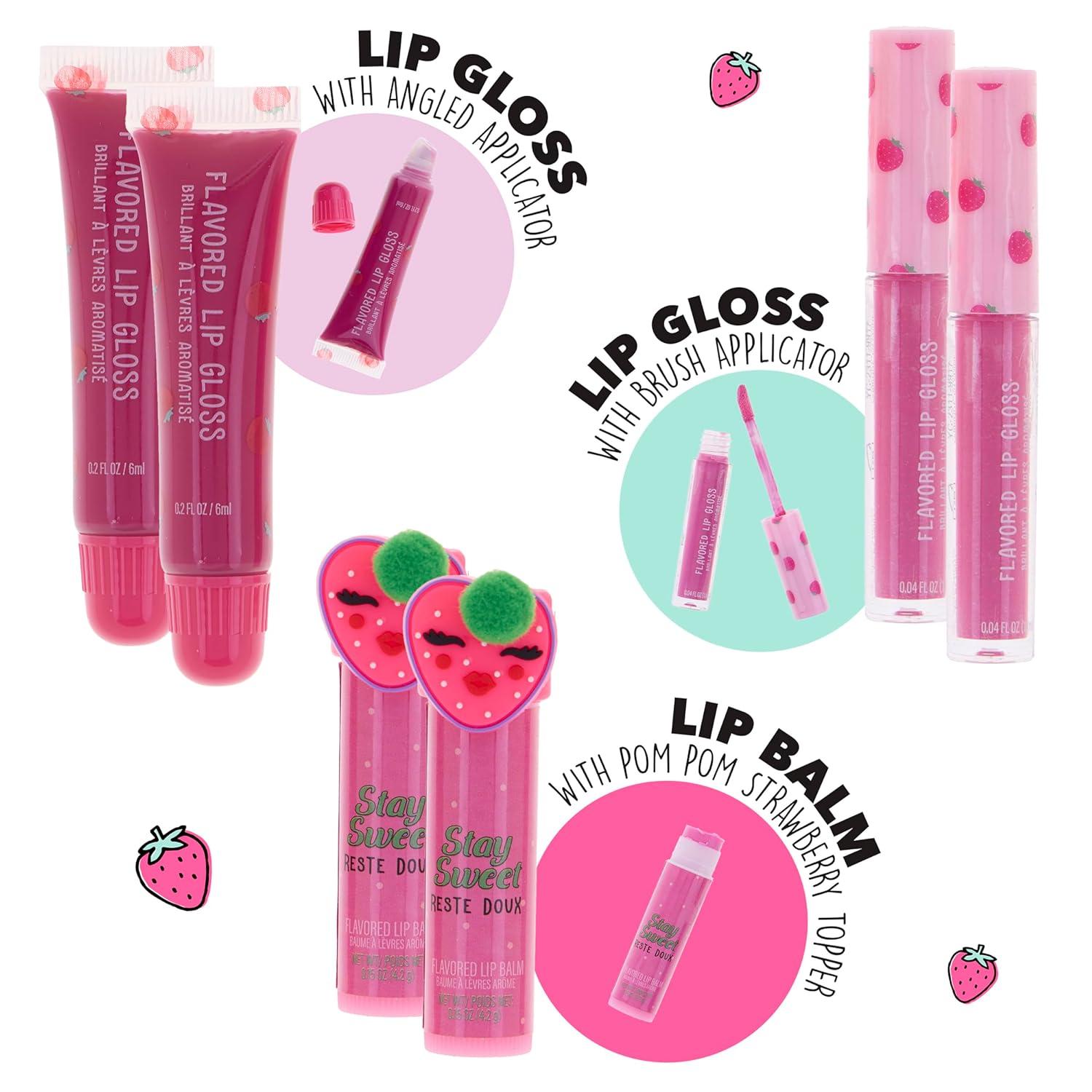 image:imageEXPRESSIONS 6pc Lip Set Strawberry Fruit Flavored Lip Gloss amp Lip Balm Kit Safe NonToxic Birthday Present Young Daughter Sensitive Skin Hydrate Shine Best Value Today Must Buy