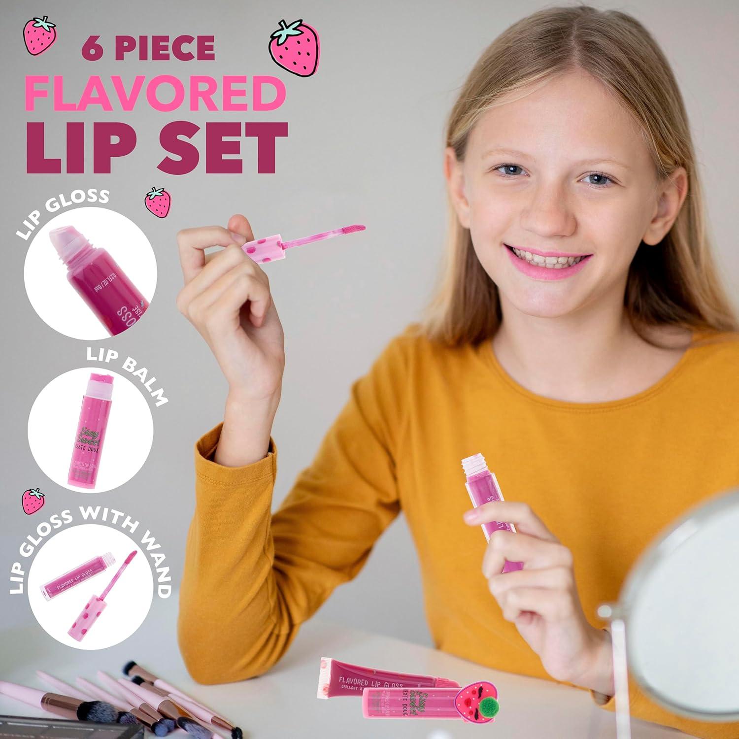 image:imageEXPRESSIONS 6pc Lip Set Strawberry Fruit Flavored Lip Gloss amp Lip Balm Kit Safe NonToxic Birthday Present Young Daughter Sensitive Skin Hydrate Shine Best Value Today Must Buy