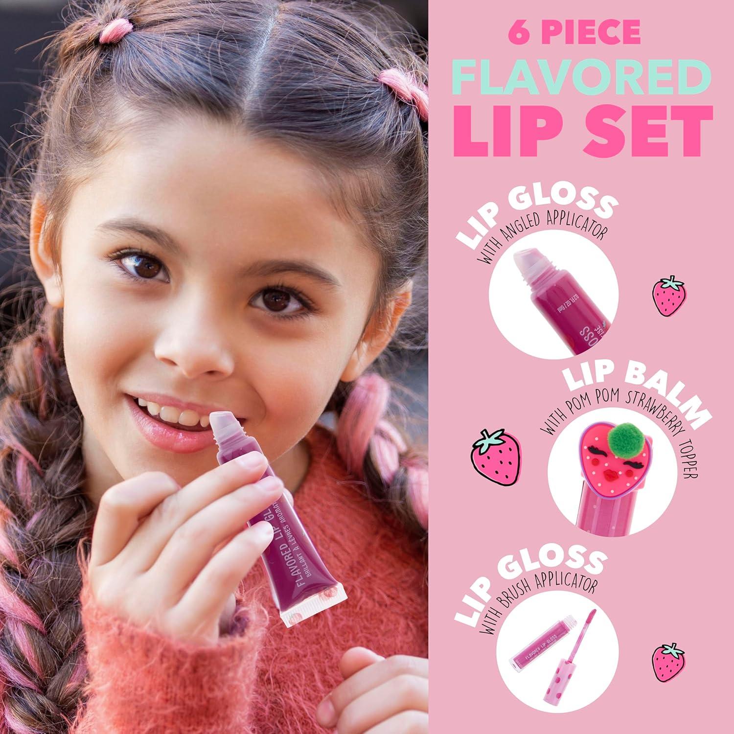 image:imageEXPRESSIONS 6pc Lip Set Strawberry Fruit Flavored Lip Gloss amp Lip Balm Kit Safe NonToxic Birthday Present Young Daughter Sensitive Skin Hydrate Shine Best Value Today Must Buy