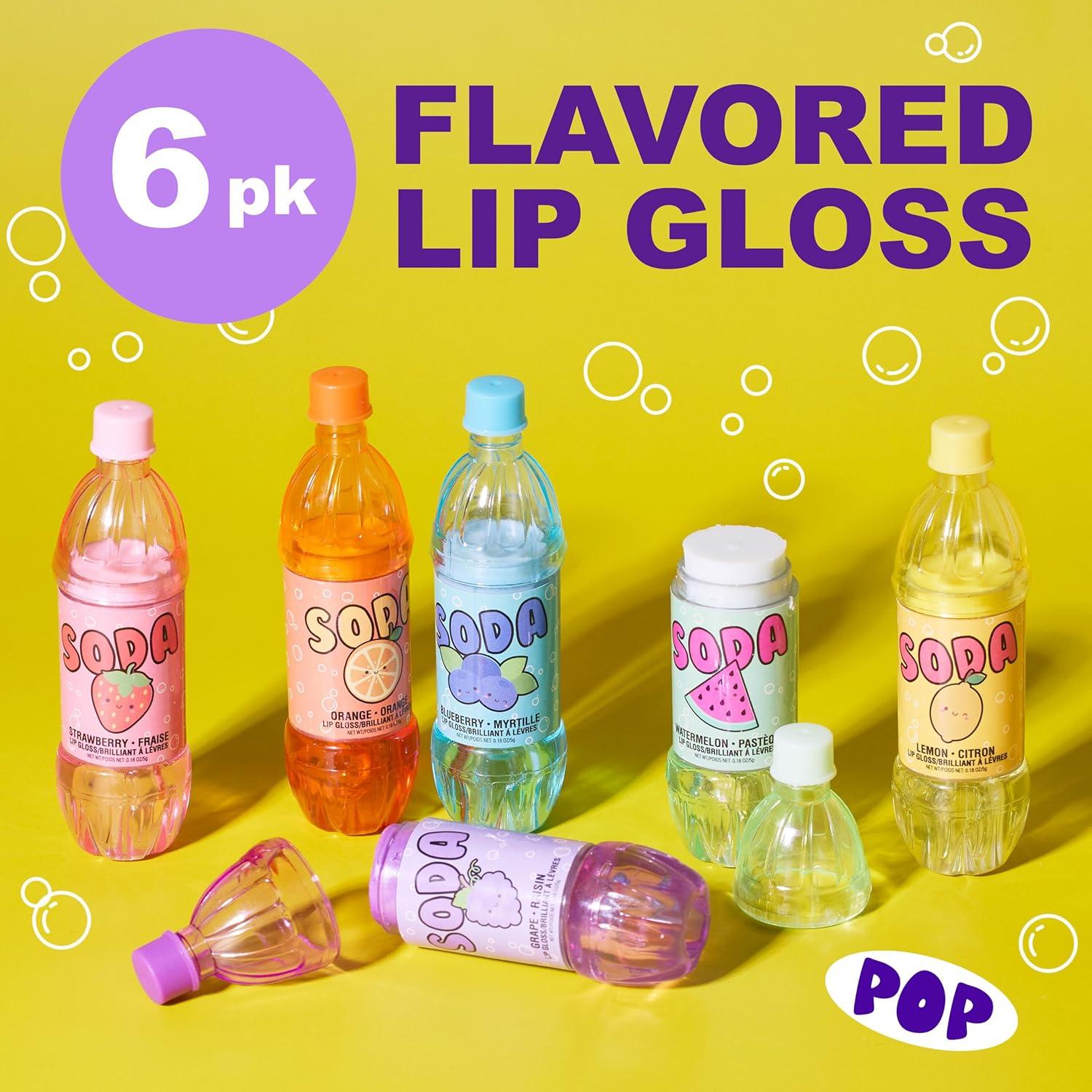 image:imageEXPRESSIONS 6pc Soda Pop Lip Gloss Collection Fruit Flavored NonToxic Soda Bottle Lip Gloss Set Teen Girls Party Favors