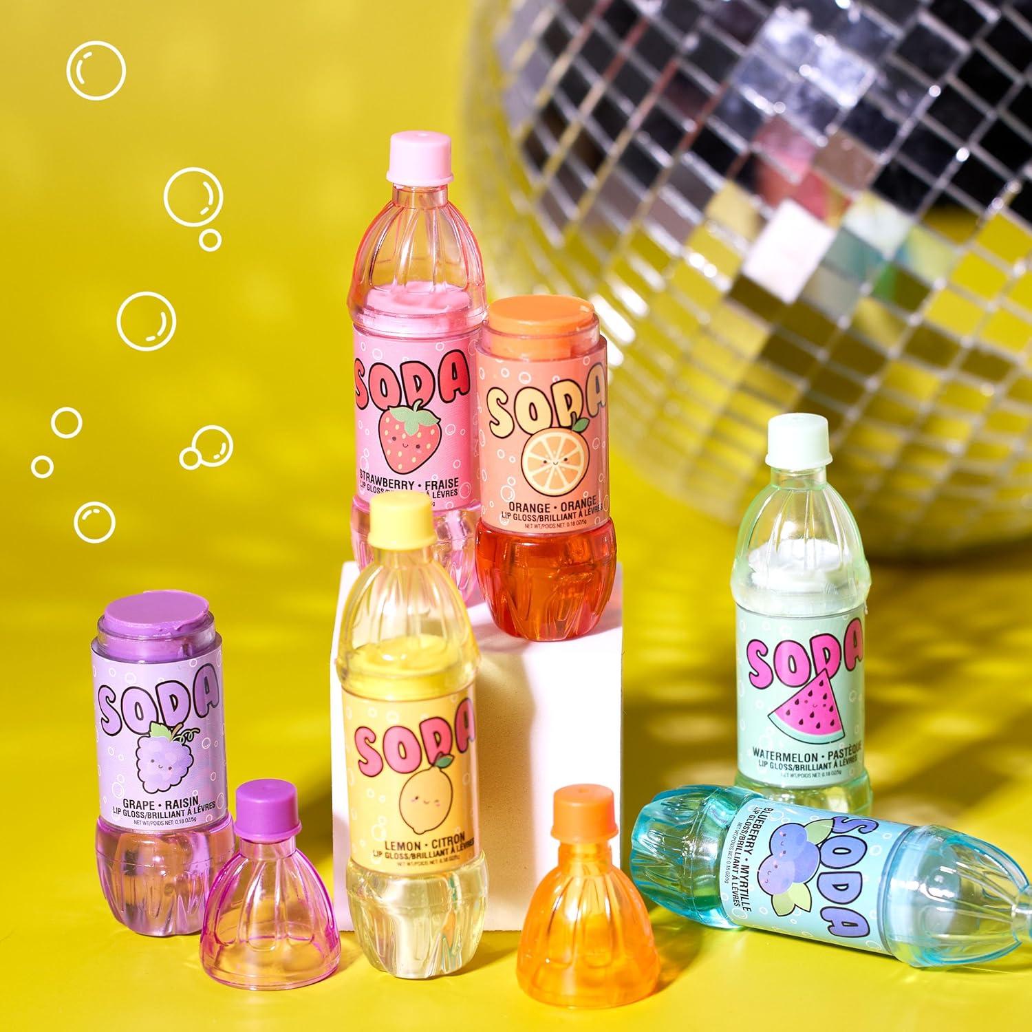 image:imageEXPRESSIONS 6pc Soda Pop Lip Gloss Collection Fruit Flavored NonToxic Soda Bottle Lip Gloss Set Teen Girls Party Favors