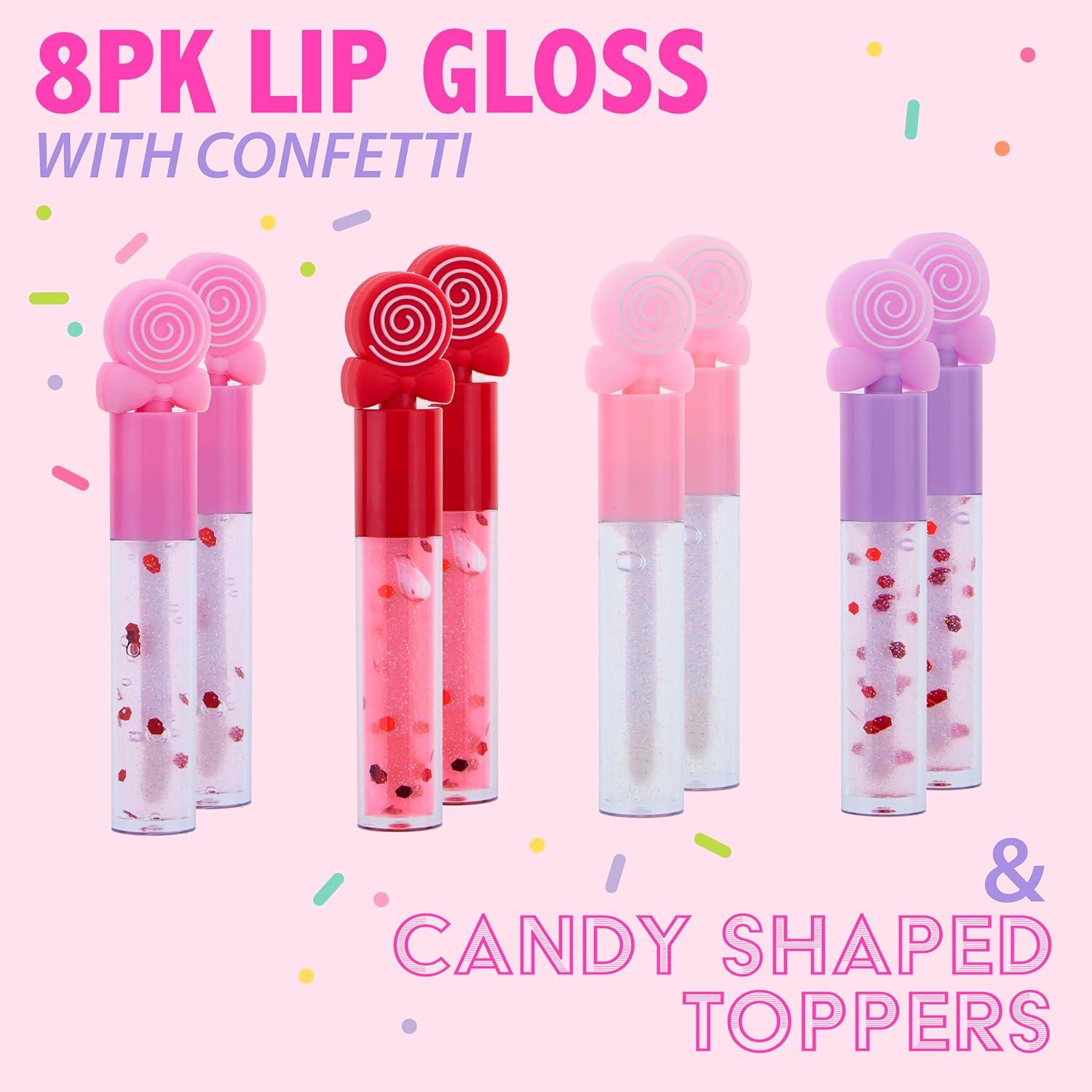 image:imageEXPRESSIONS 8pc Lip Gloss Set Sweet Thing Collection Confetti Candy Shaped Toppers Safe NonToxic Girls Gift Kids Makeup Favor