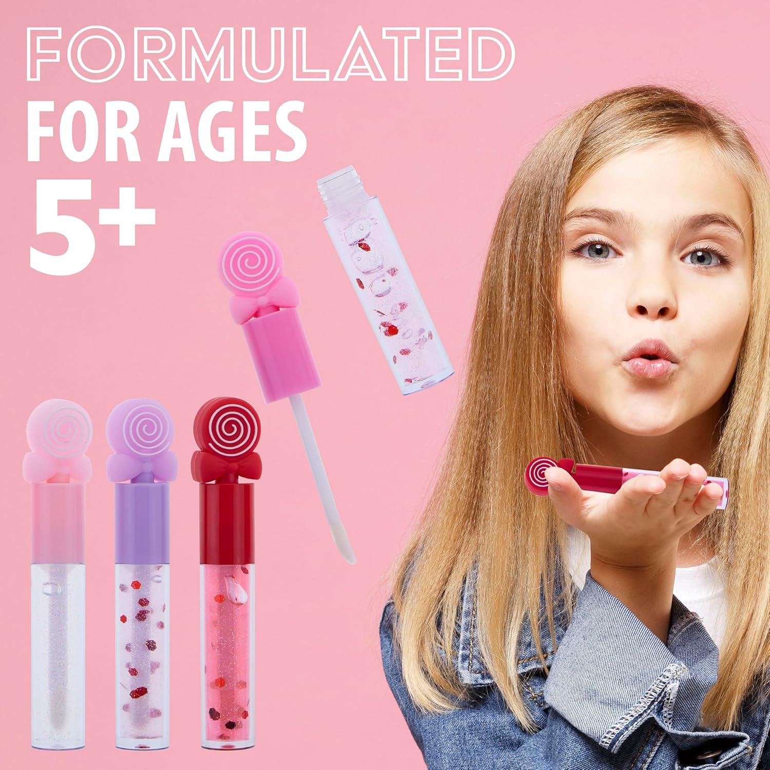 image:imageEXPRESSIONS 8pc Lip Gloss Set Sweet Thing Collection Confetti Candy Shaped Toppers Safe NonToxic Girls Gift Kids Makeup Favor