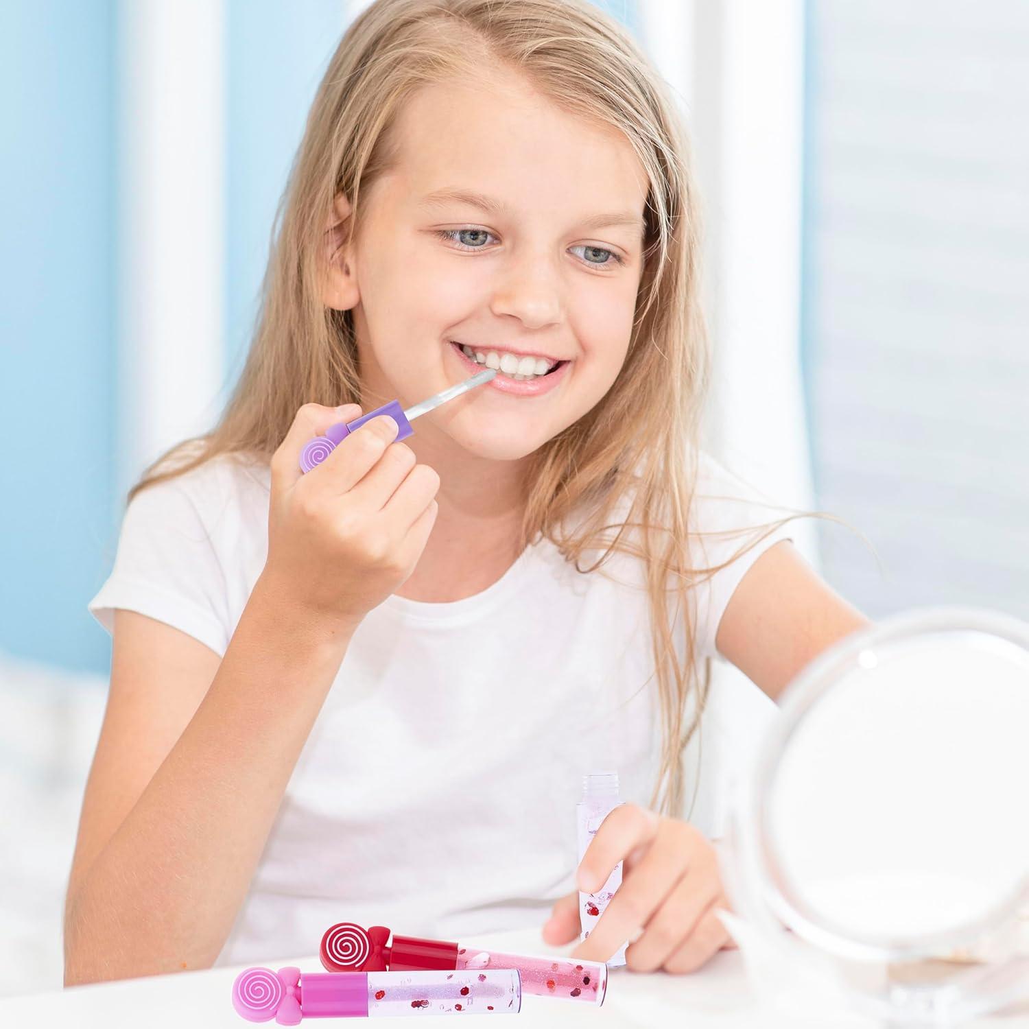 image:imageEXPRESSIONS 8pc Lip Gloss Set Sweet Thing Collection Confetti Candy Shaped Toppers Safe NonToxic Girls Gift Kids Makeup Favor