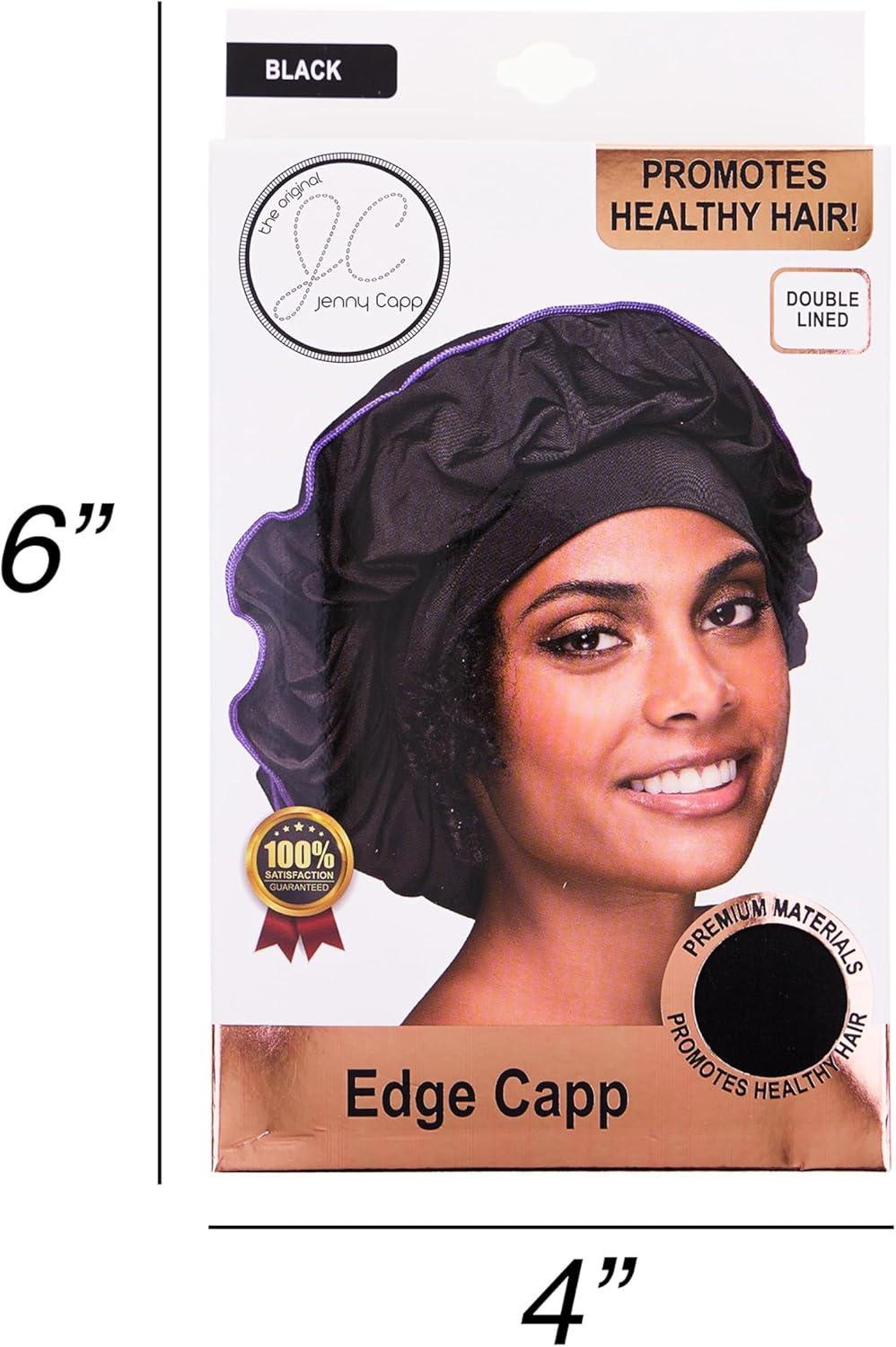 image:imageEdge CAPP Double Lined Ribbed Sleeping Cap wExtra Wide Band Black