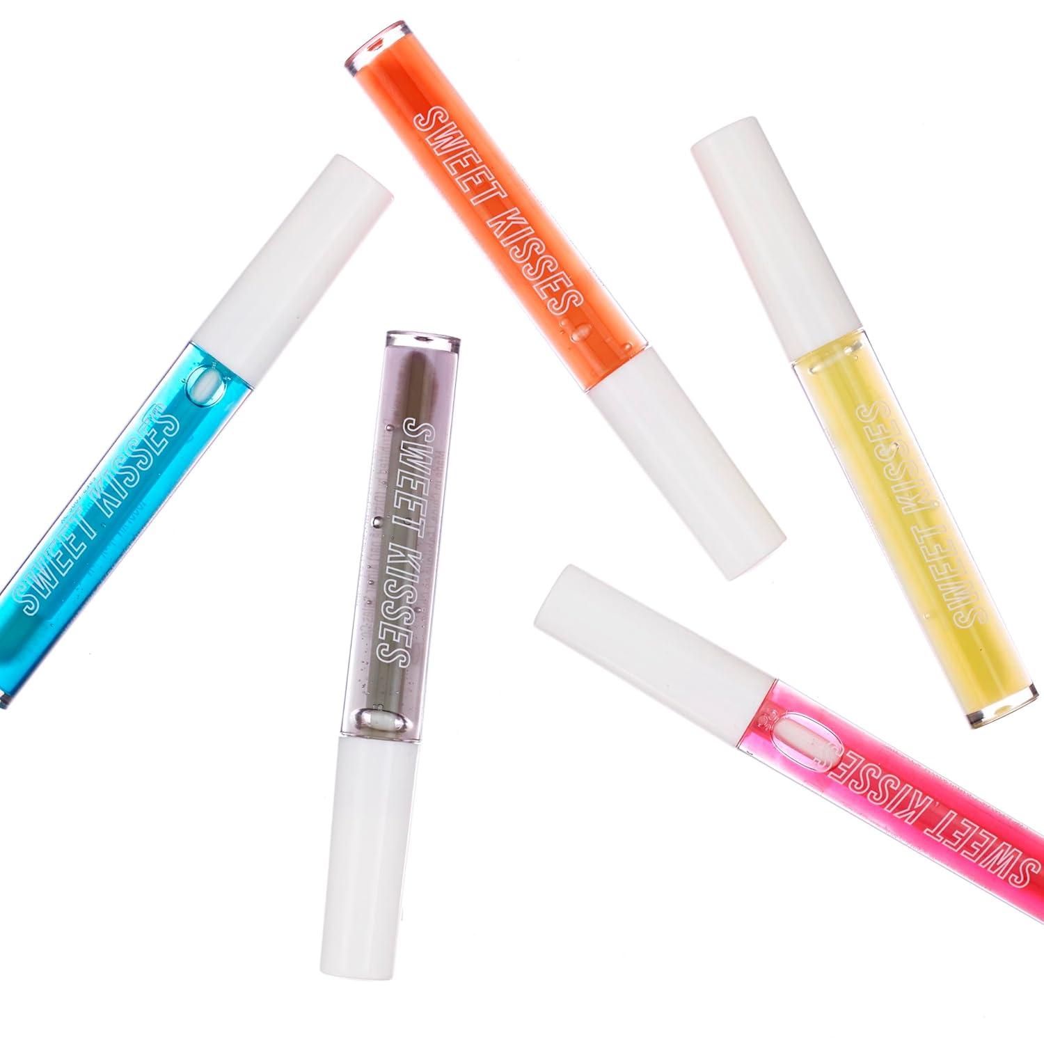 image:imageExpressions Sweet Kisses Lip Gloss Collection 5 Pack Assorted Tubes With Wand Aesthetic Makeup Lip Shine Set