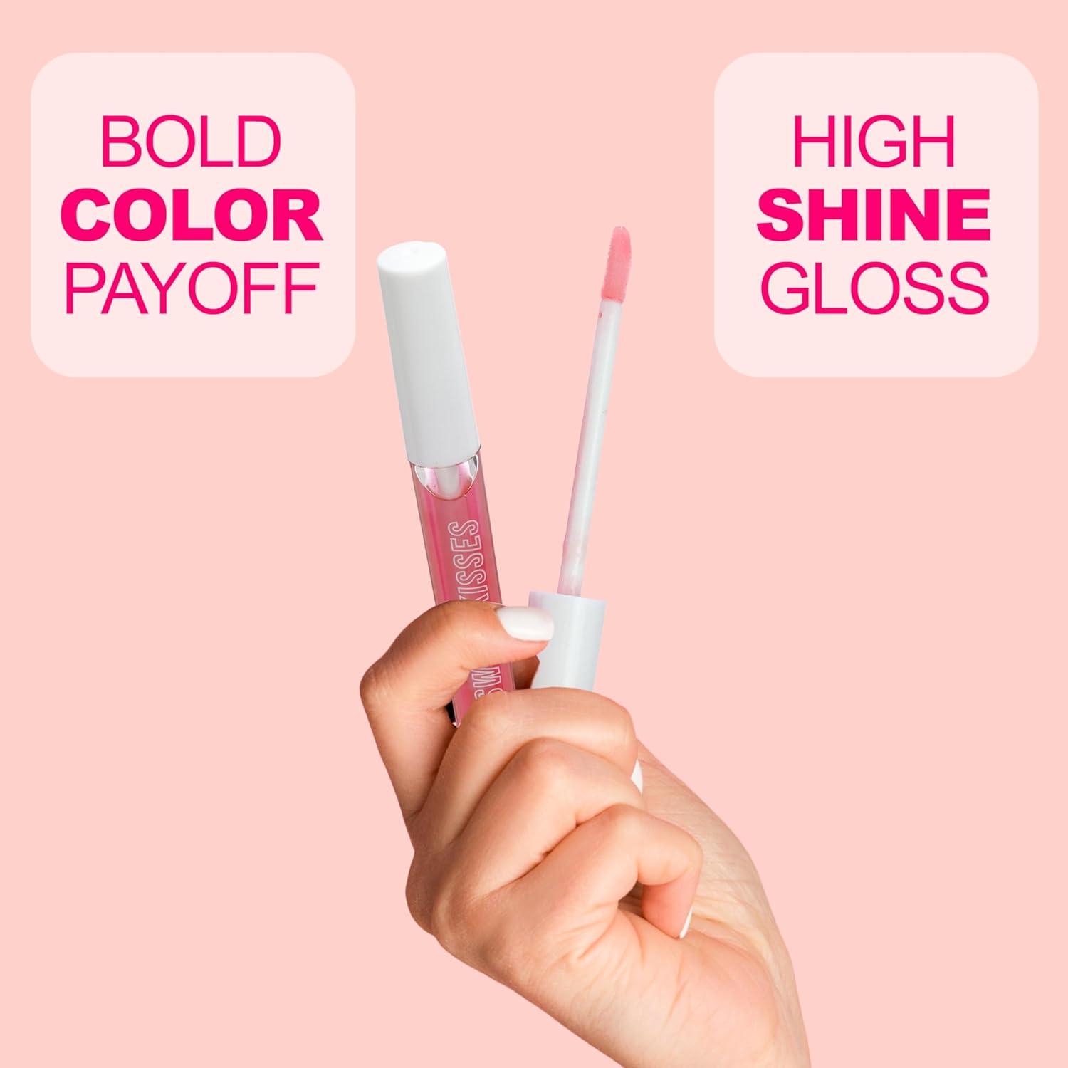 image:imageExpressions Sweet Kisses Lip Gloss Collection 5 Pack Assorted Tubes With Wand Aesthetic Makeup Lip Shine Set