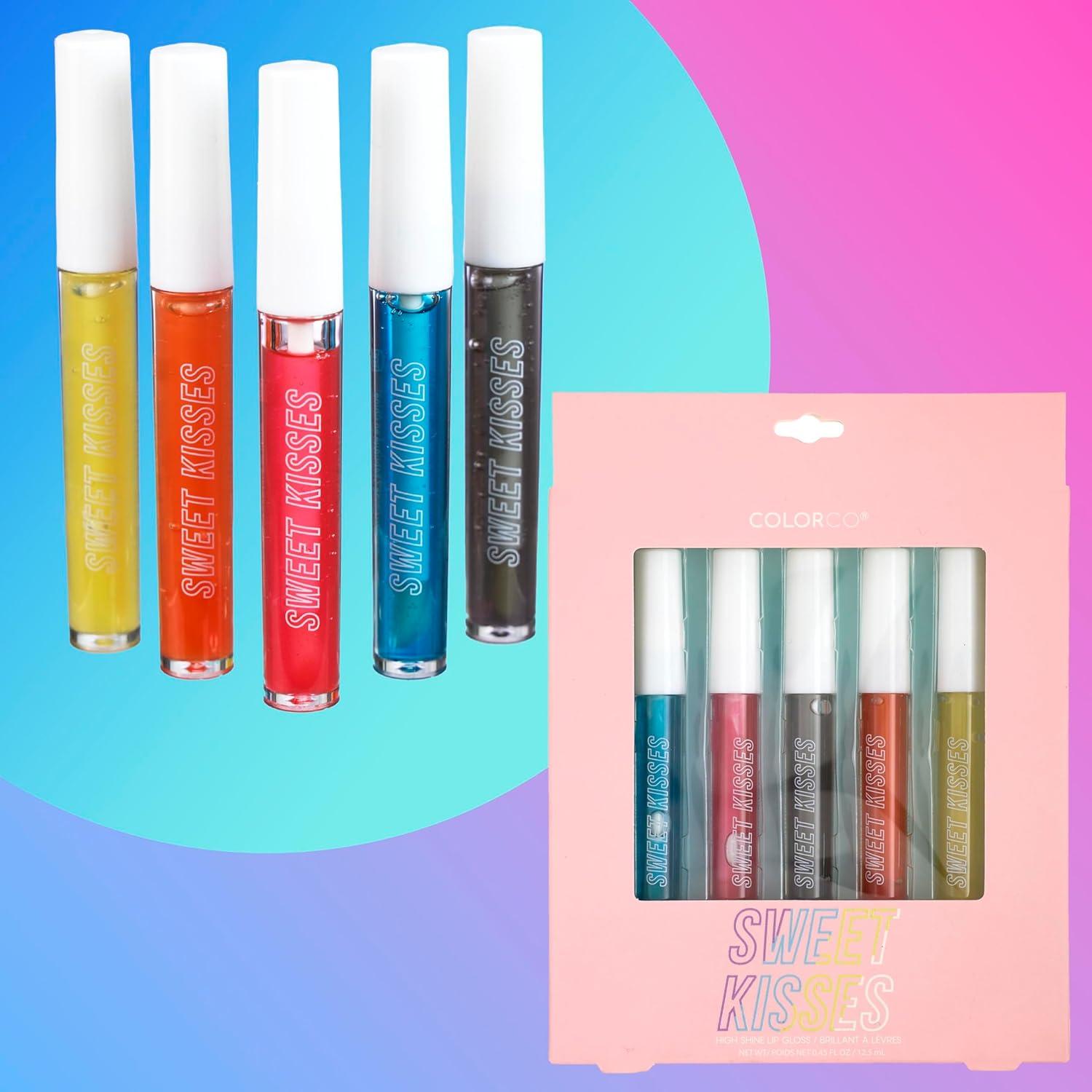 image:imageExpressions Sweet Kisses Lip Gloss Collection 5 Pack Assorted Tubes With Wand Aesthetic Makeup Lip Shine Set