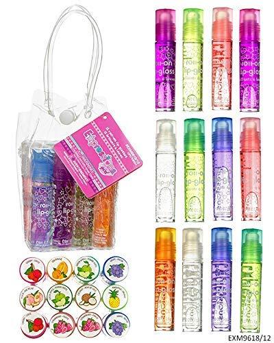 image:imageExpressions girl 12pc Roll On Lip Gloss Set with Carrying Case Glossy Lip Makeup for Kids and Teens Fruity Flavors Non Toxic Kid Friendly Party Gift Best Friends12 Pack Flavored Lip Gloss