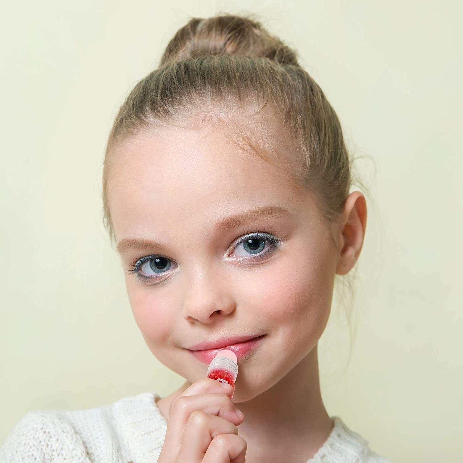 image:imageExpressions girl 12pc Roll On Lip Gloss Set with Carrying Case Glossy Lip Makeup for Kids and Teens Fruity Flavors Non Toxic Kid Friendly Party Gift Best Friends12 Pack Flavored Lip Gloss