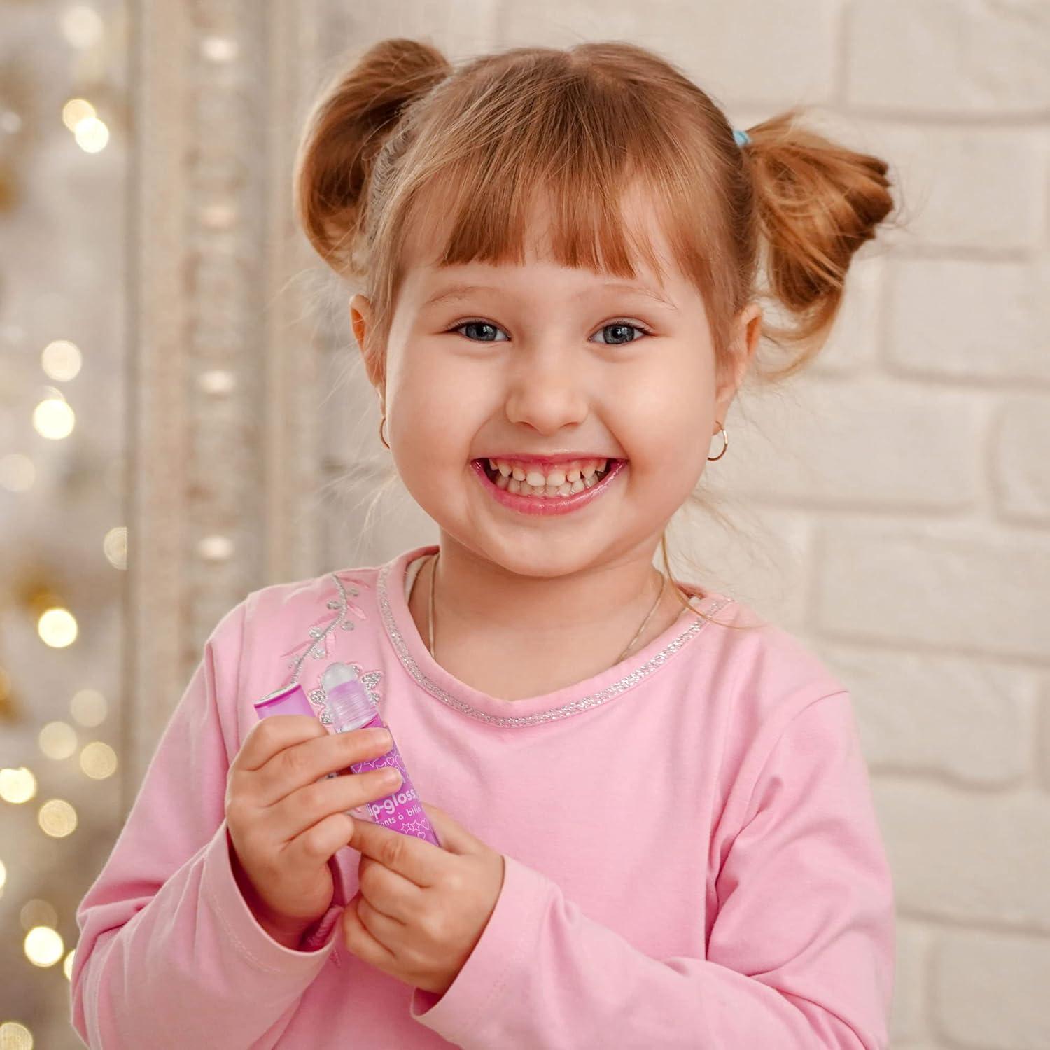 image:imageExpressions girl 12pc Roll On Lip Gloss Set with Carrying Case Glossy Lip Makeup for Kids and Teens Fruity Flavors Non Toxic Kid Friendly Party Gift Best Friends24 Pack Flavored Lip Gloss