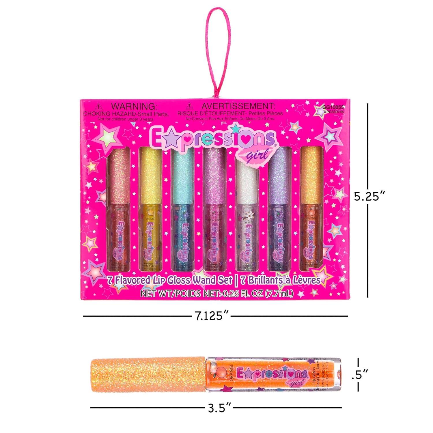 image:imageExpressions girl 14pc Fruity Flavored Lip Gloss Set Lip Gloss in Assorted Fruity Flavors Non Toxic Makeup for Kids amp Teens1 Fl Oz Pack of 1