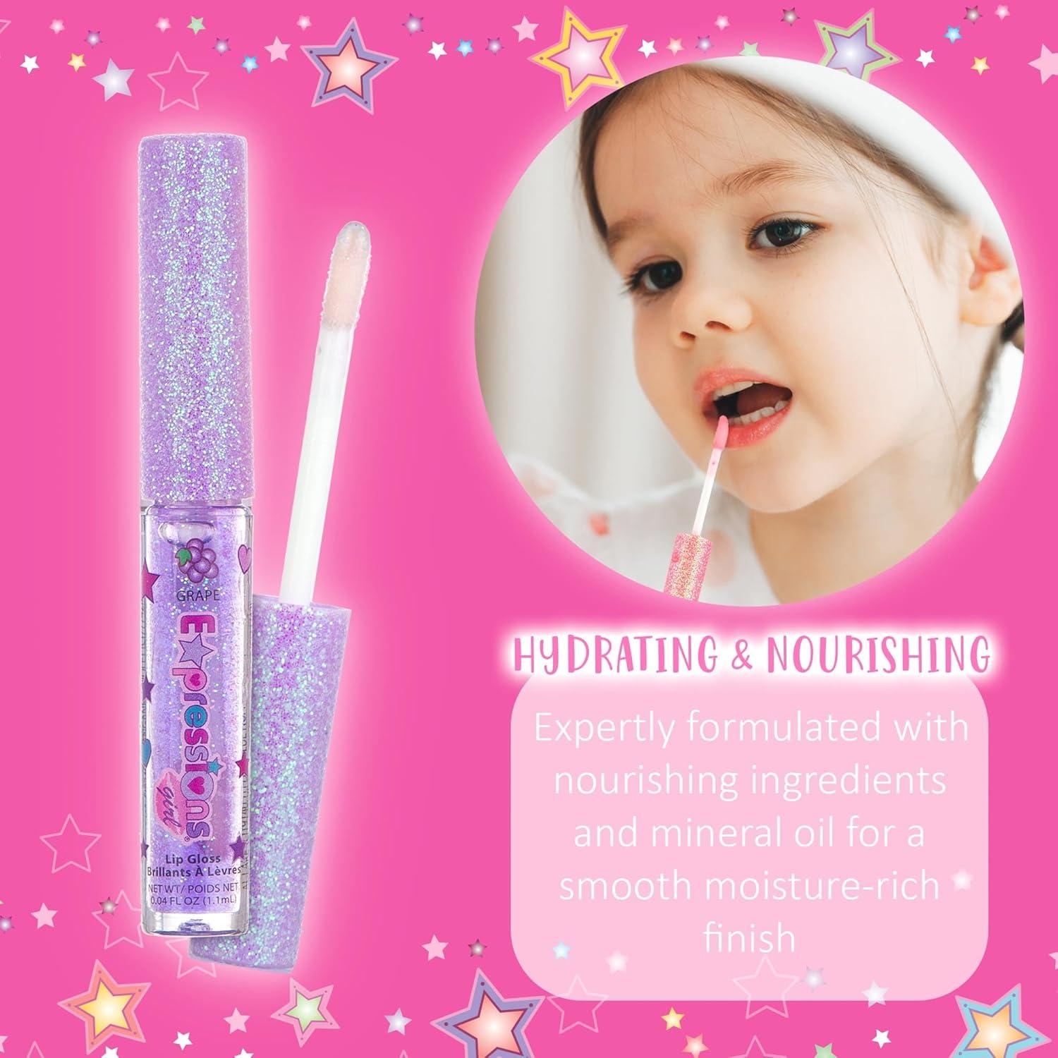 image:imageExpressions girl 14pc Fruity Flavored Lip Gloss Set Lip Gloss in Assorted Fruity Flavors Non Toxic Makeup for Kids amp Teens7 Fl Oz Pack of 2
