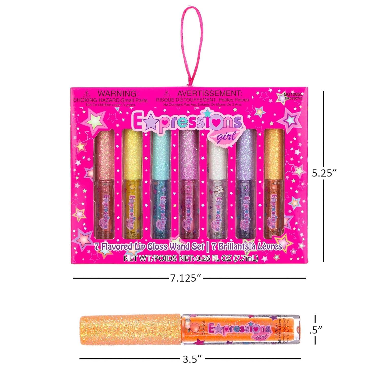 image:imageExpressions girl 14pc Fruity Flavored Lip Gloss Set Lip Gloss in Assorted Fruity Flavors Non Toxic Makeup for Kids amp Teens7 Fl Oz Pack of 2