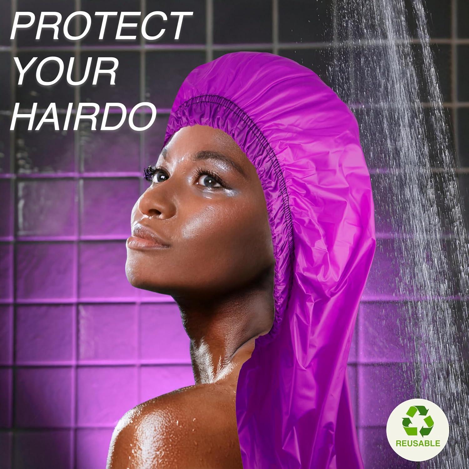 image:imageJenny Capp Extra Long Braid Shower Cap CORALPurple