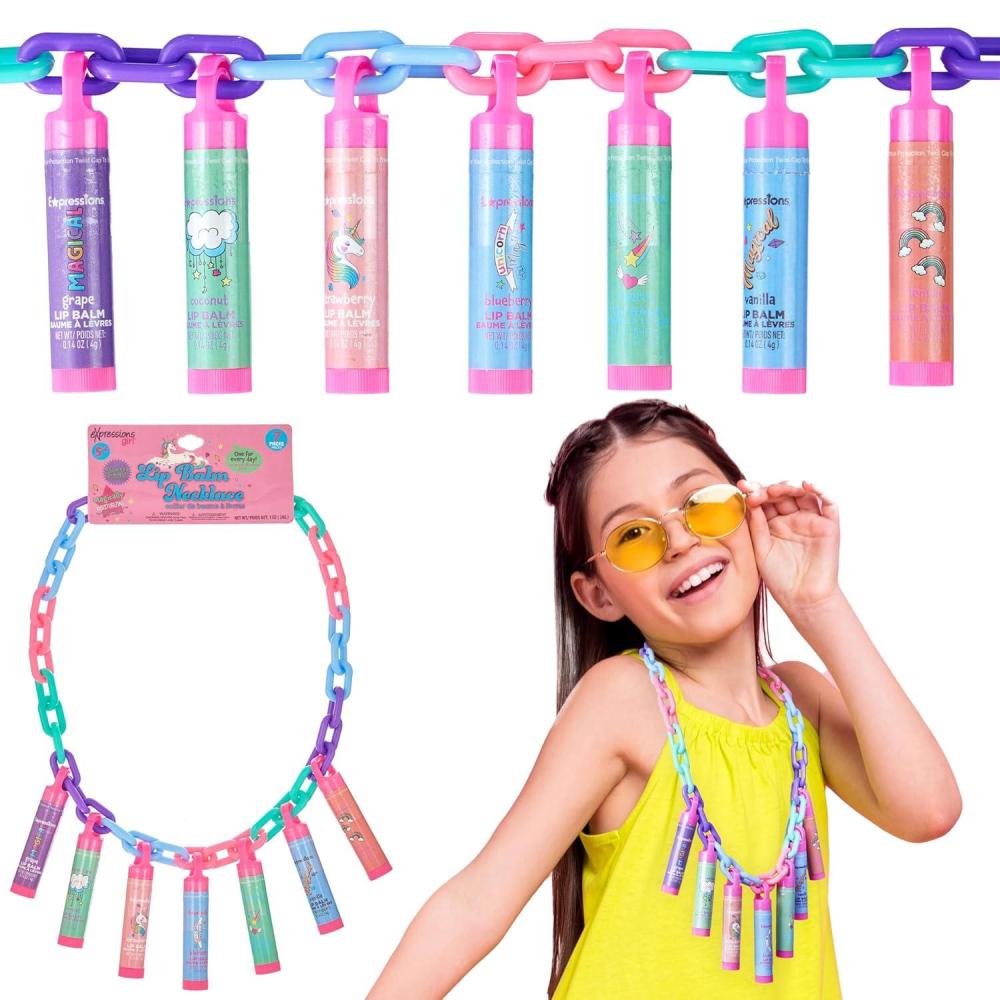 image:image7pc Lip Balm Collection Day Of The Week Necklace Fashionable Colorful Jewelry Necklace Party Favors For Girls Non Toxic