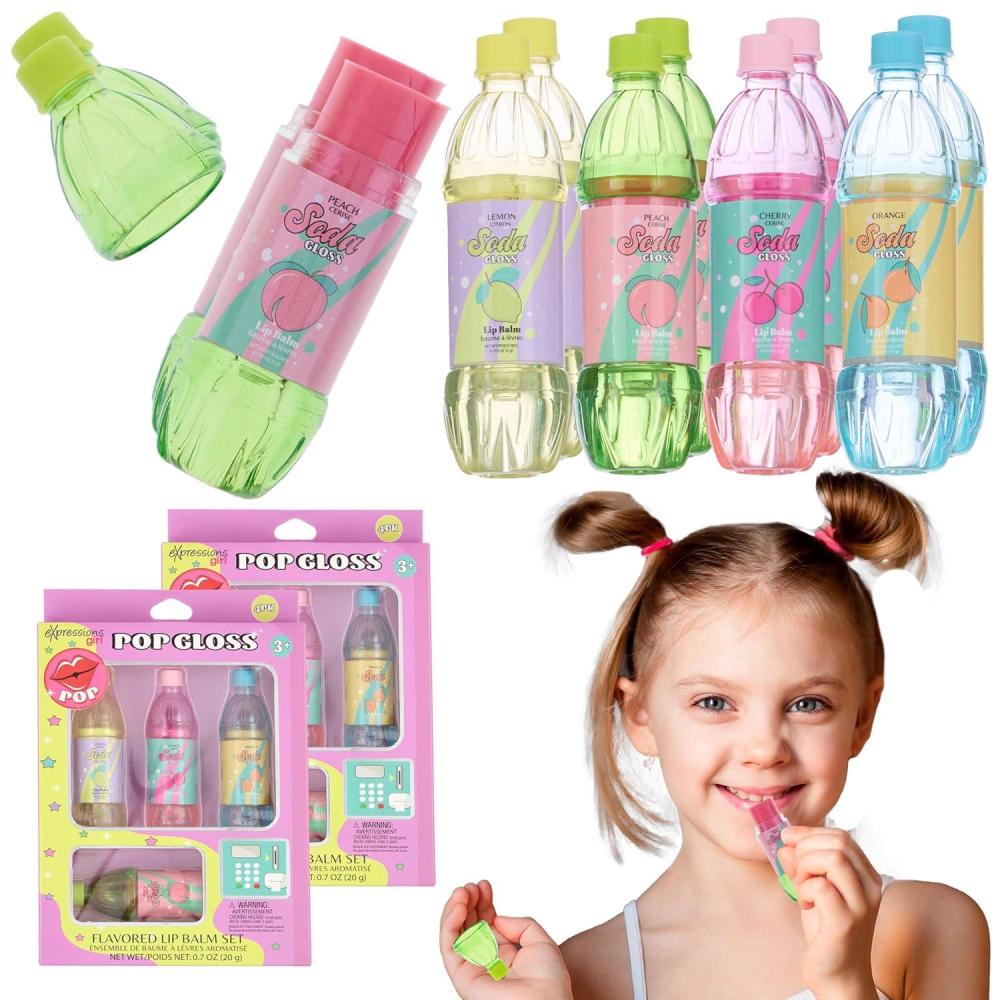 image:image8pc Pop Gloss Novelty Soda Fruity Flavored Lip Balm Set Vending Machine Soda Lip Balm Collection Safe and NonToxic Lip Gloss Gift Set For Girls