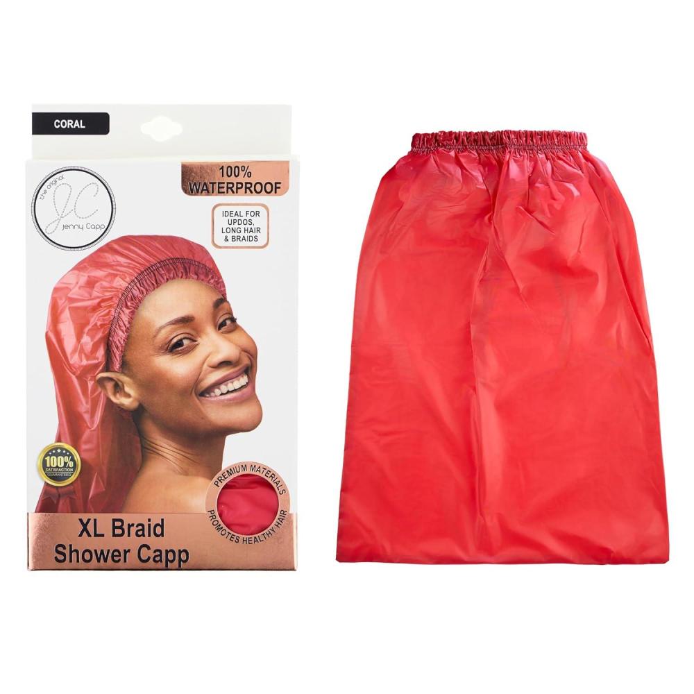 image:imageJenny Capp Extra Long Braid Shower Cap CORALCoral