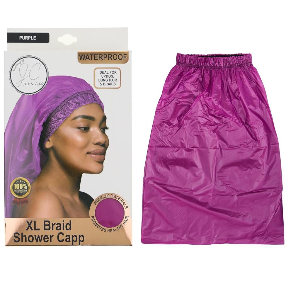 image:imageJenny Capp Extra Long Braid Shower Cap  CORALPurple