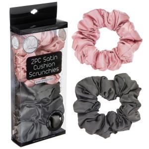 2pc Scrunchies for Women – Gray & Pink Scrunchie Value Pack – Soft Hair Scrunchies For Women’s Hair