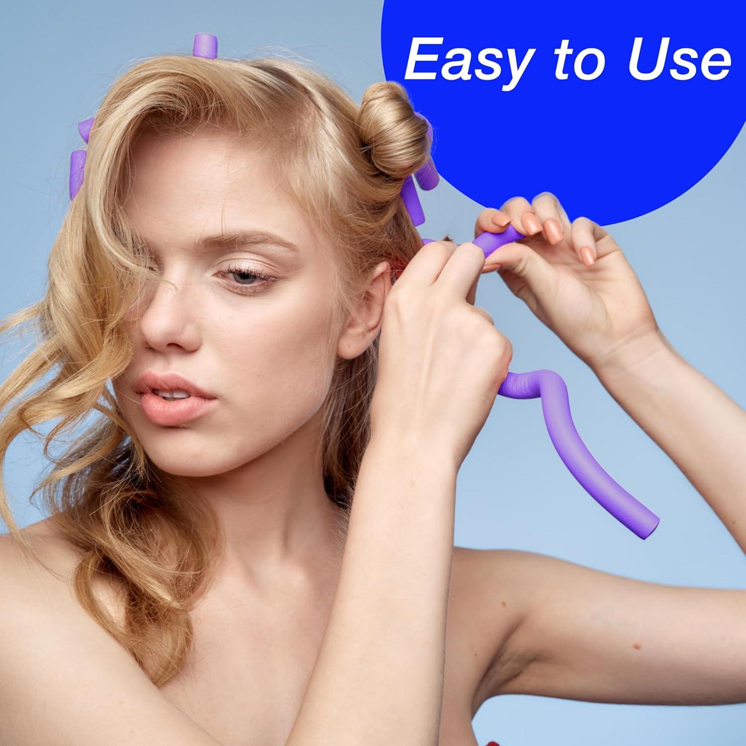 image:image18pc Flexible Curling Rods Lavender Hair Curlers for Women In Assorted Sizes Curly Hair Products For Spiral Curls amp Waves Classic Hair Roller Set Volumizing Heatless Curler Value PackLavender