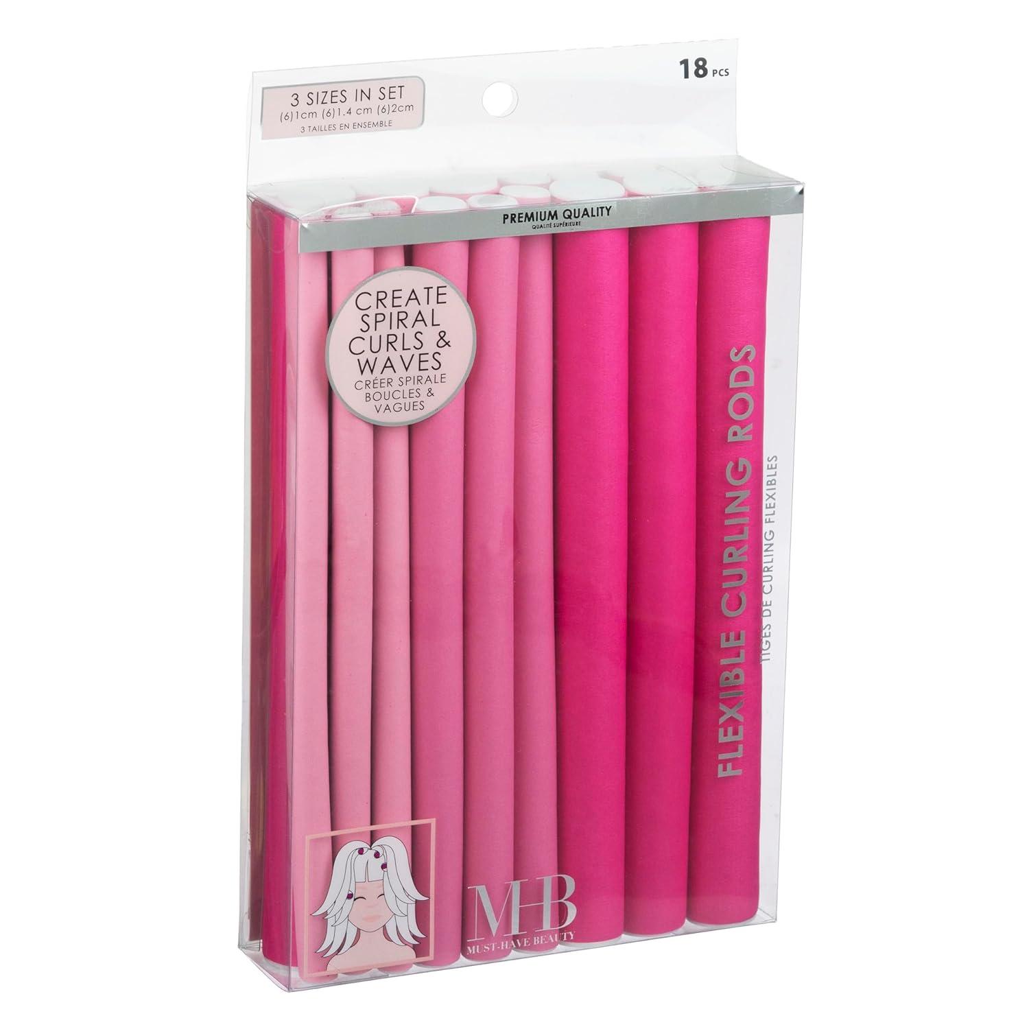 image:image18pc Flexible Curling Rods Lavender Hair Curlers for Women In Assorted Sizes Curly Hair Products For Spiral Curls amp Waves Classic Hair Roller Set Volumizing Heatless Curler Value PackPink