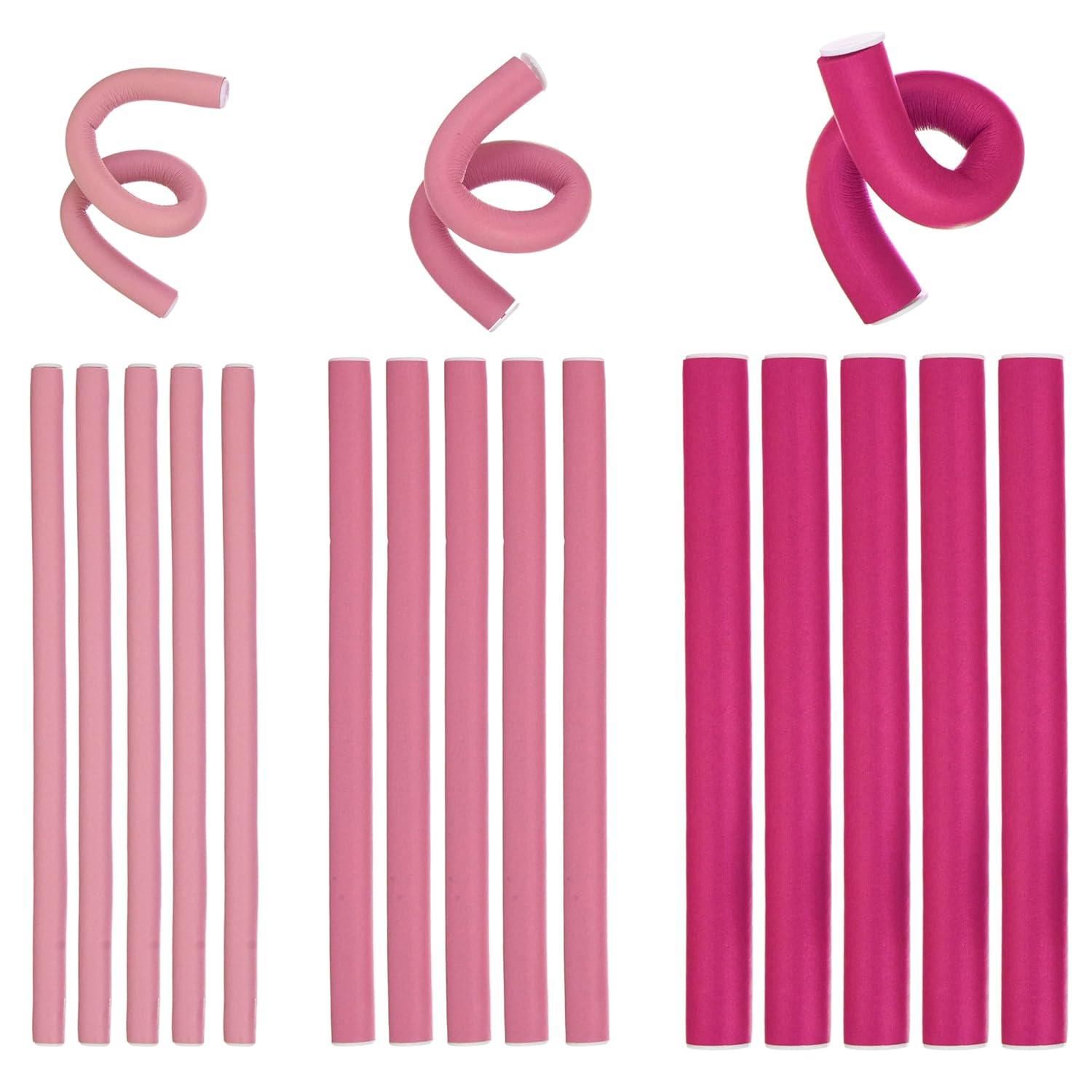 image:image18pc Flexible Curling Rods Lavender Hair Curlers for Women In Assorted Sizes Curly Hair Products For Spiral Curls amp Waves Classic Hair Roller Set Volumizing Heatless Curler Value PackPink