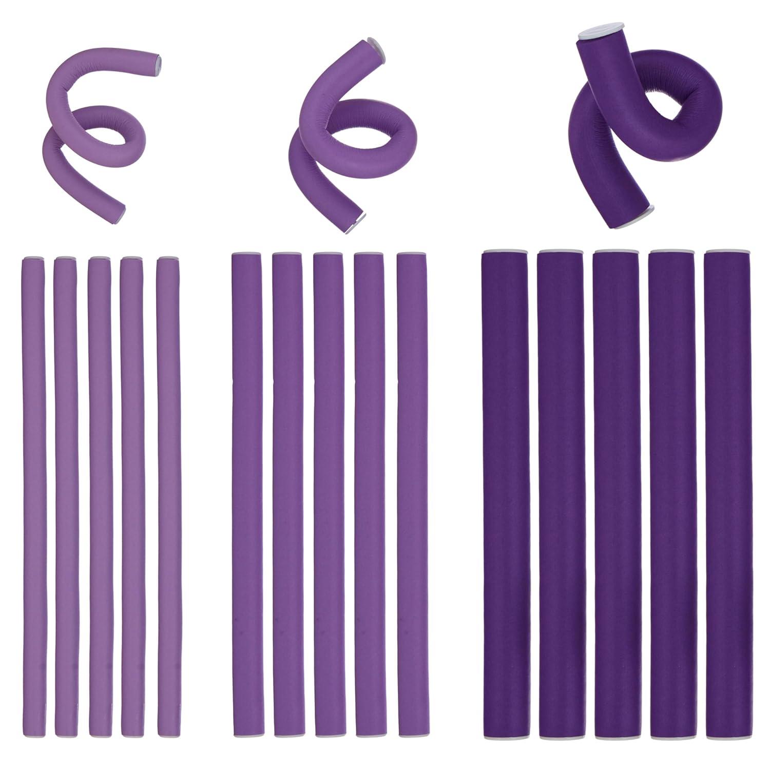 image:image18pc Flexible Curling Rods Lavender Hair Curlers for Women In Assorted Sizes Curly Hair Products For Spiral Curls amp Waves Classic Hair Roller Set Volumizing Heatless Curler Value PackLavender
