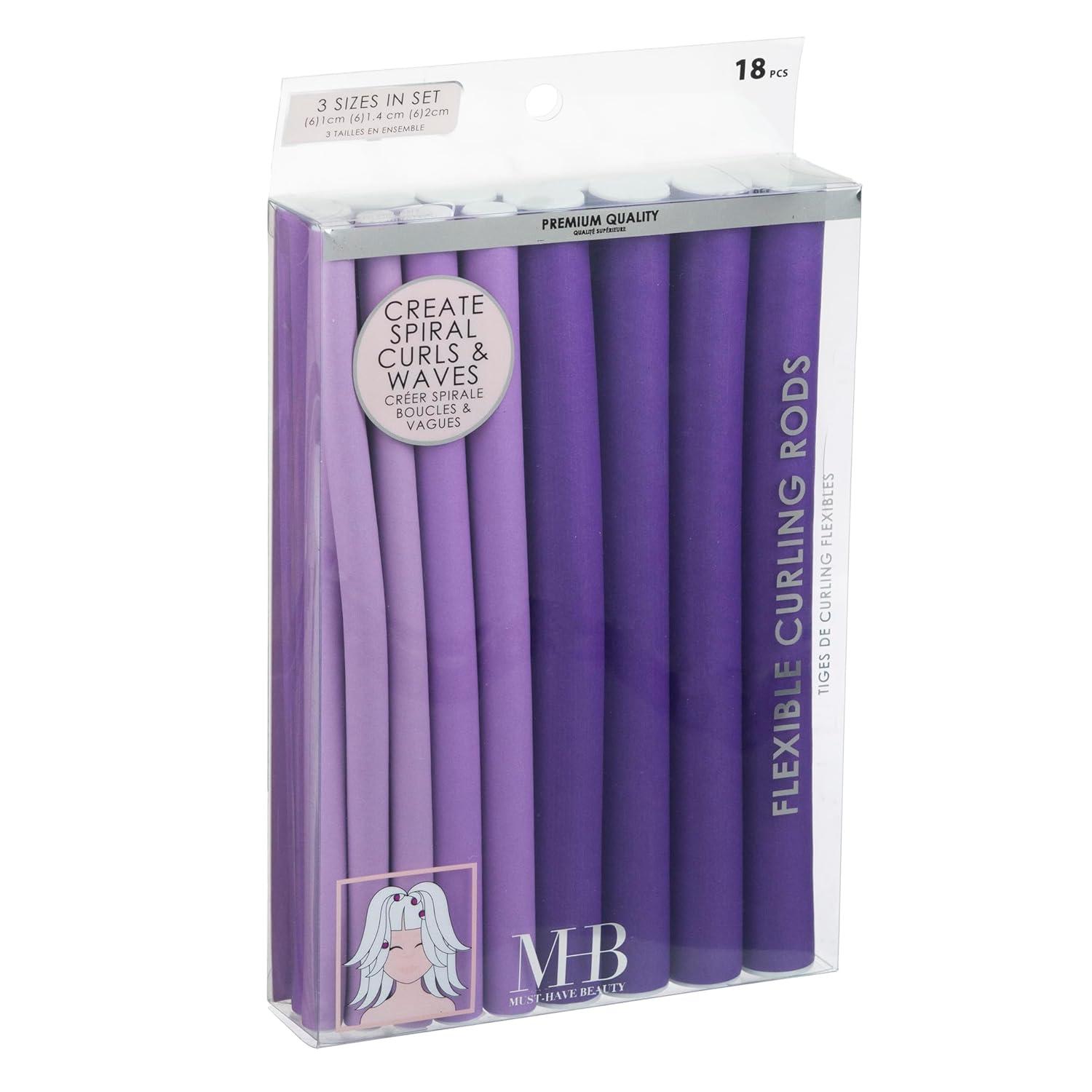 image:image18pc Flexible Curling Rods Lavender Hair Curlers for Women In Assorted Sizes Curly Hair Products For Spiral Curls amp Waves Classic Hair Roller Set Volumizing Heatless Curler Value PackLavender
