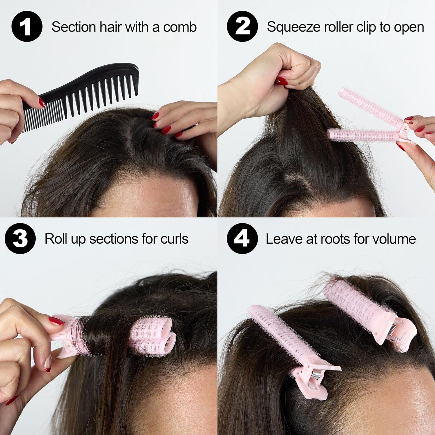 image:imageExpressions 4pc Hair Roller Clips Premium Hair Accessories for Women 2In1 Root Lifter Volumizer amp Curler Set with Styling Clips
