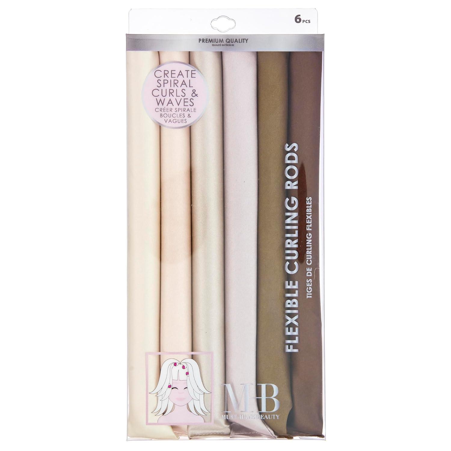 image:imageExpressions 6pc Satin Curling Rods Super Soft Hair Accessories for Women Flexible Curlers for Everyday Styling Natural Waves amp Spiral Curls