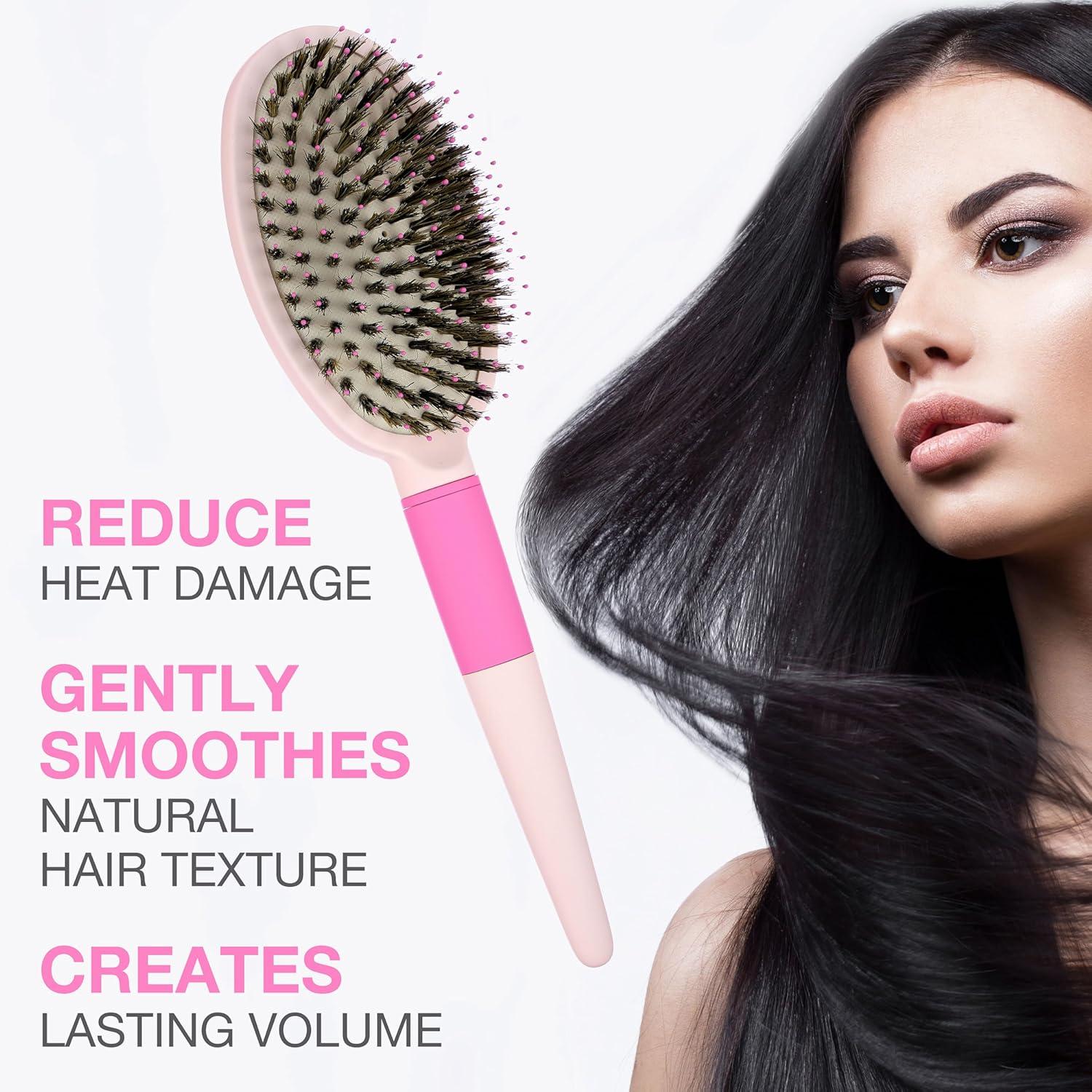 image:imageMixed Bristle Oval Hair Brush wSoft Touch handle for FrizzFree Voluminous Hair Professional Hair Brushes For WomenOval