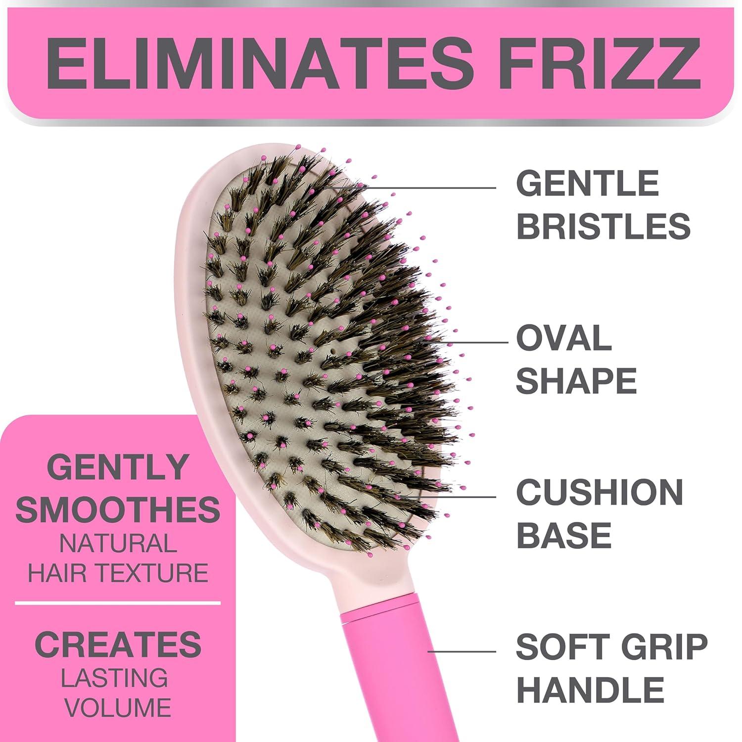 image:imageMixed Bristle Oval Hair Brush wSoft Touch handle for FrizzFree Voluminous Hair Professional Hair Brushes For WomenOval