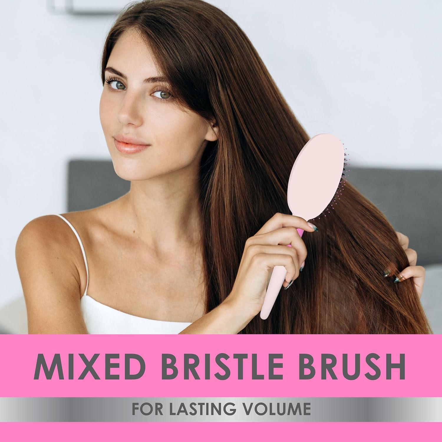 image:imageMixed Bristle Oval Hair Brush wSoft Touch handle for FrizzFree Voluminous Hair Professional Hair Brushes For WomenOval
