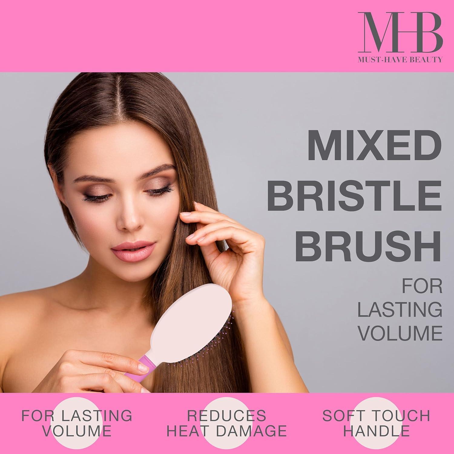 image:imageMixed Bristle Oval Hair Brush wSoft Touch handle for FrizzFree Voluminous Hair Professional Hair Brushes For WomenOval