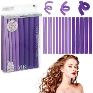 18pc Flexible Curling Rods Lavender Hair Curlers for Women In Assorted Sizes – Curly Hair Products For Spiral Curls & Waves| Classic Hair Roller Set, Volumizing Heatless Curler Value Pack(Lavender)