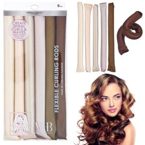 Expressions 6pc Satin Curling Rods – Super Soft Hair Accessories for Women – Flexible Curlers for Everyday Styling, Natural Waves & Spiral Curls