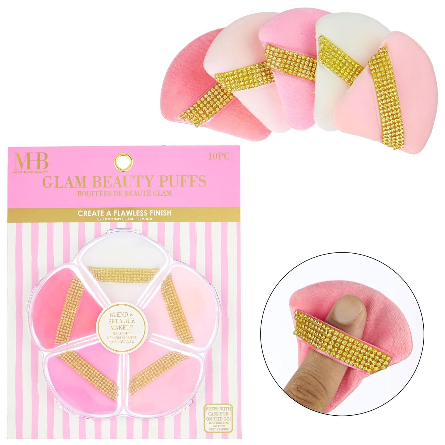 image:image10pc Glam Beauty Puffs Collection Value Pack Finishing Sponge Blend Set Cosmetic Blender Finger Straps Face Powder Application